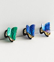 New Look 3 Pack Green and Blue Marble Swirl Mini Claw Clips